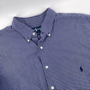 Ralph Lauren Mens XLT Tall Blue Gingham Check Button Down Shirt Classic Fit